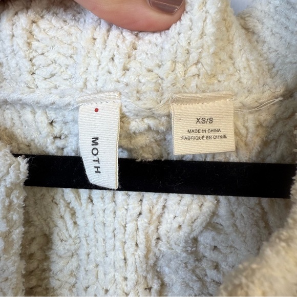 Anthropologie Moth Chunky Knit Oversized Cream Tunic Sweater Size XS / Small - Picture 6 of 9